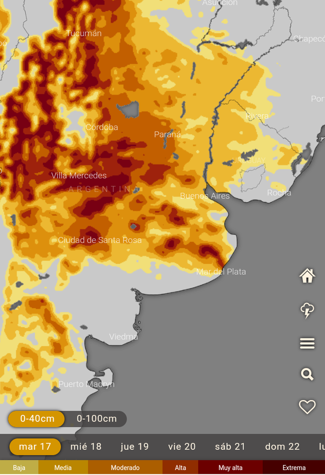 Índices de sequía de la región central del país.